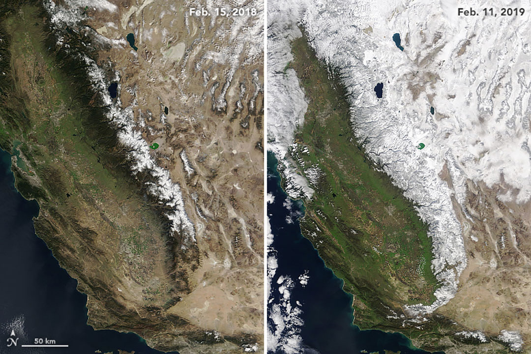Satellite California Snow