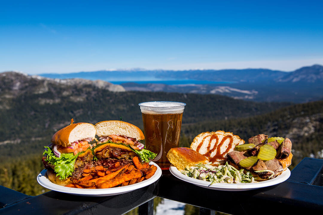 Burgers with a View of Lake From Sierra